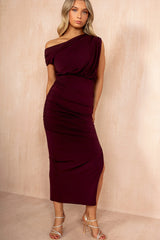 Michelle Plum Off Shoulder Midi Dress