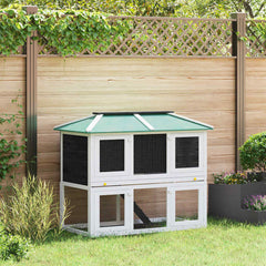 Animal Rabbit Cage Double Floor Wood