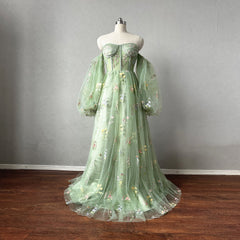 Fairy Prom Dress 2024 with Long Sleeves Detachable