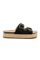 Florence Black Espadrille Flatform Sliders