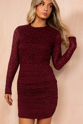 Hadley Plum Diamante Long Sleeve Dress