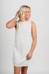 Polka dot mini dress white/black - Cute dress - Trendy Dresses at Lush Fashion Lounge Boutique in Oklahoma City