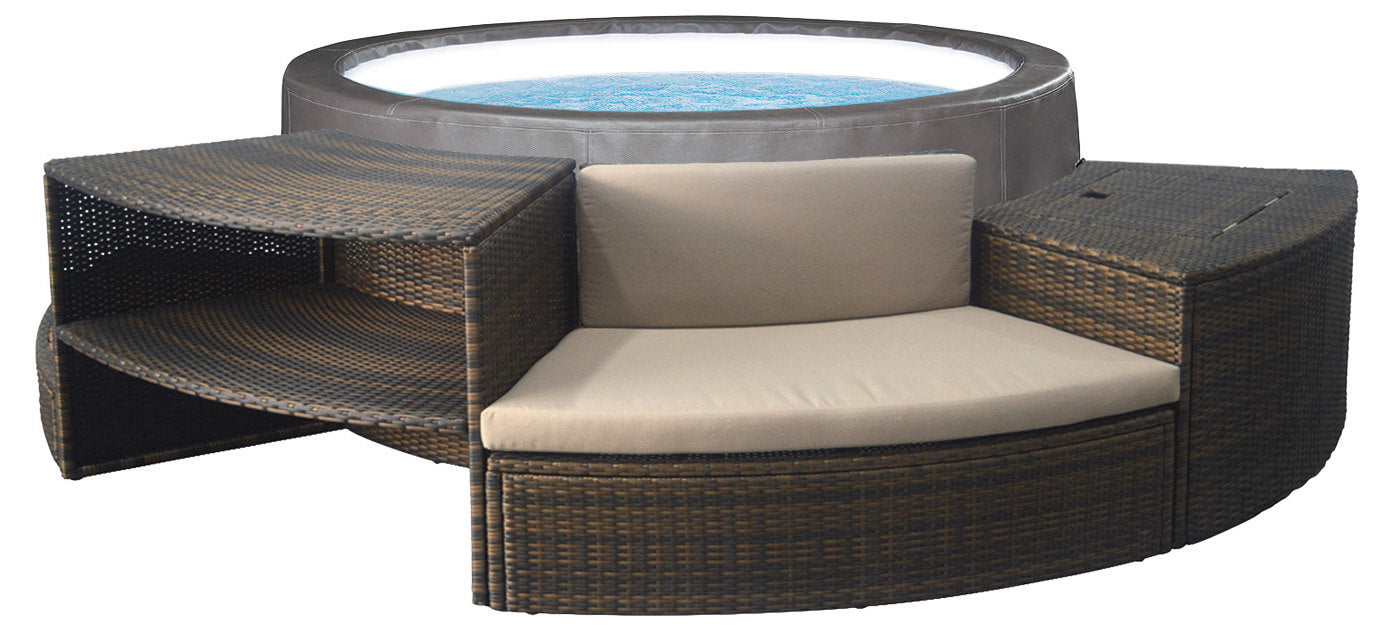 Vasca Idromassaggio da Esterno Semirigida Riscaldata 4+2 Posti con Mobili Ø184x73 cm NetSpa Vita Premium Marrone