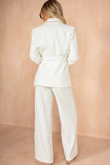 Simone White Belted Blazer