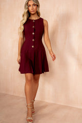 Penelope Burgundy Tailored Pleated Dress