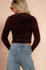 Imara Chocolate Fluffy Cropped Jumper