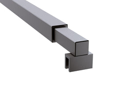 80Cm Reeded Glass Shower Screen With Gunmetal F Brackets & Square Pole