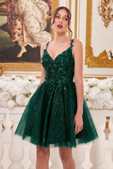 A-LINE COCKTAIL DRESS WITH FLORAL DETAILS CD9245