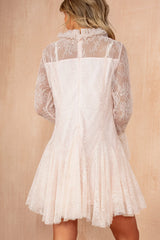 Orietta Pink Lace High Neck Dress