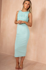 Iva Mint Embroidered Top Midi Dress