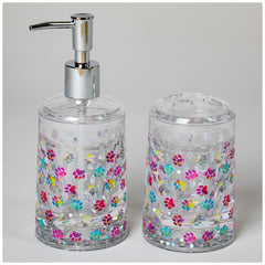 Paw Print Acrylic Soap Dispenser & Toothbrush Holder Set