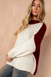 Tasha Burgundy Chunky Knit Oversized Jumper
