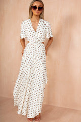 Noah Cream Polka Dot Cut Out Midi Dress
