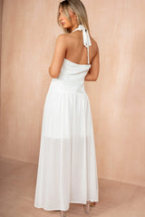 Judy White Halterneck Celestial Maxi Dress