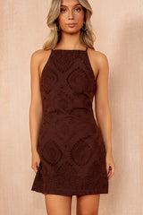 Violet Chocolate Broderie Slip Mini Dress