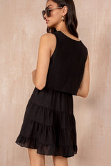Sara Black Waistcoat Mini Dress