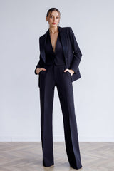 Black Single-Breasted Suit 3-Piece - front view | ELAGIA