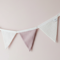 Fanions - Lin rose antique et dentelle