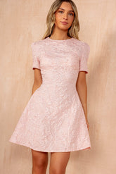 Quinna Pink Jacquard Structured Dress