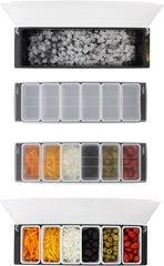 Ice Cooled Condiment Serving Container Chilled Garnish Tray Bar Caddy for Home Work or Restaurant