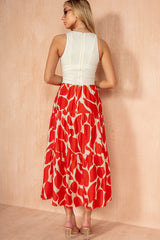 Yasmin Orange Smock Midi Dress