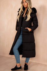 Esther Black Padded Longline Coat