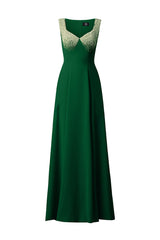 Green Kay crepe de chine silk-lined maxi dress by I.H.F, flowing fabric with elegant design and long length.