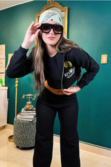 RIVIERA LEMON TREE CROPPED HOODIE BLACK