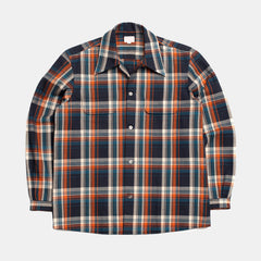 Cotton Sports Shirt Orange/Blue Check