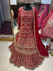 Something different red Peplum long Dress Farshi Gaharara Bridal Dress Muslim Special