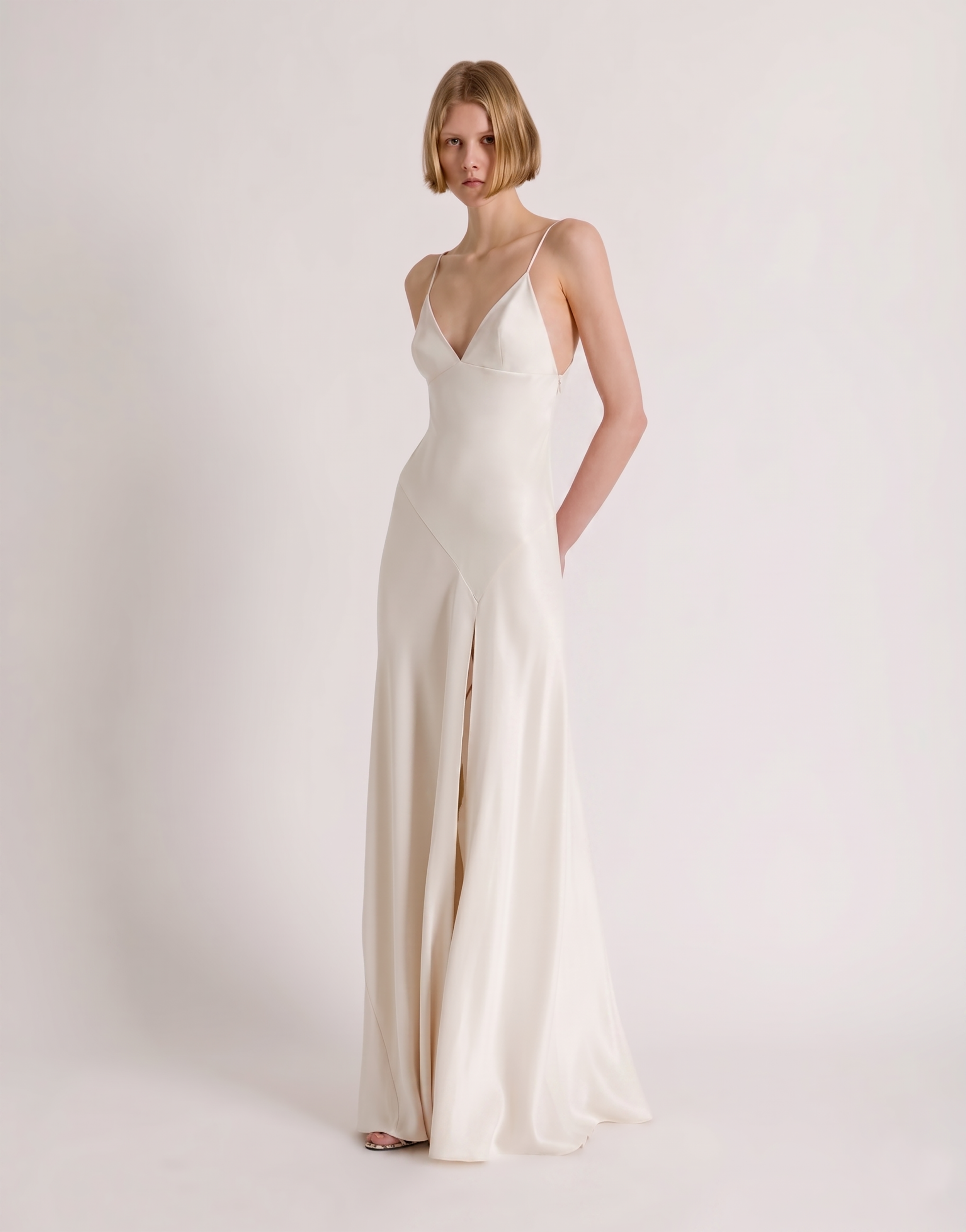 Long slip dress with side slit