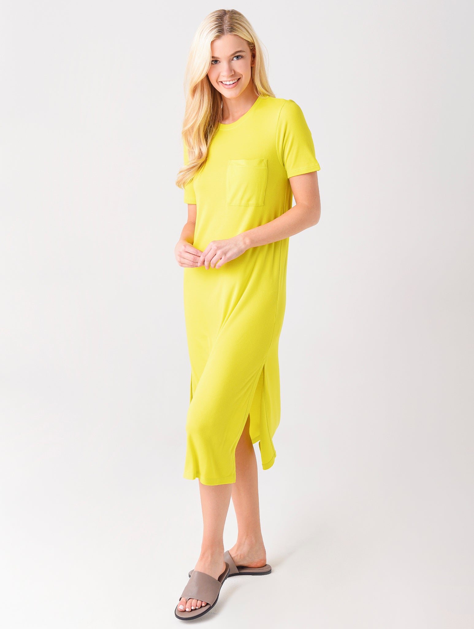 ATM Women's Interlock Modal Jersey Crew Neck Midi Dress - Saint Bernard
