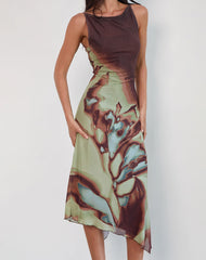 Image of Aysun Midi Dress in Lumen Mesh Brown