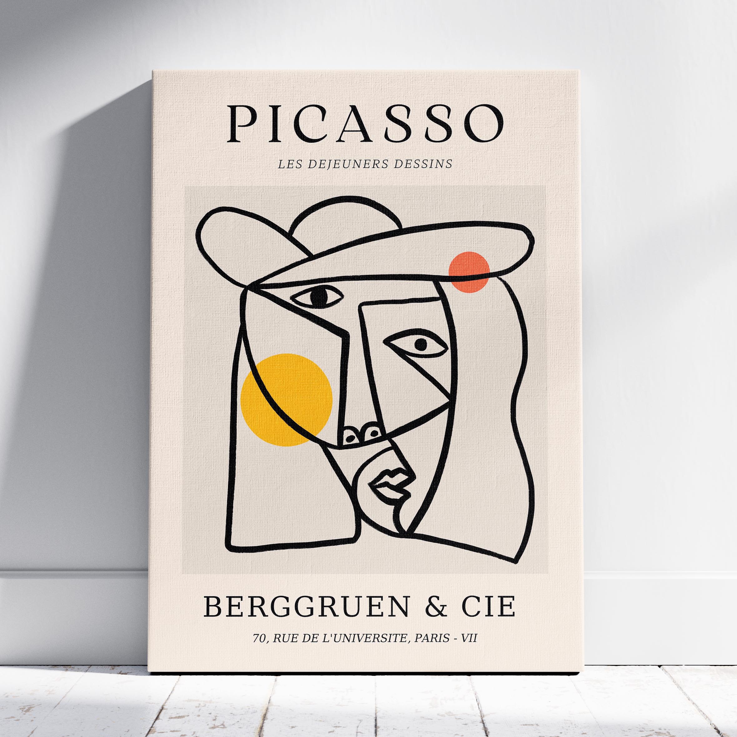Abstract Colourful Line Face Les Dejeuners Dessins - Pablo Picasso - Framed Canvas Wall Art Print | House Prints