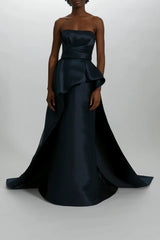 Amsale Evening Peplum Train Gown P457M