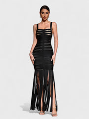 Aria Cut-Out Fringe Bandage Maxi Dress