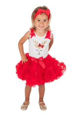 Popatu Baby Girls Reindeer Bow Christmas Ruffle Dress - Popatu