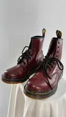 Vintage Dr. Martens Burgundy Maroon Combat Boots (6L)