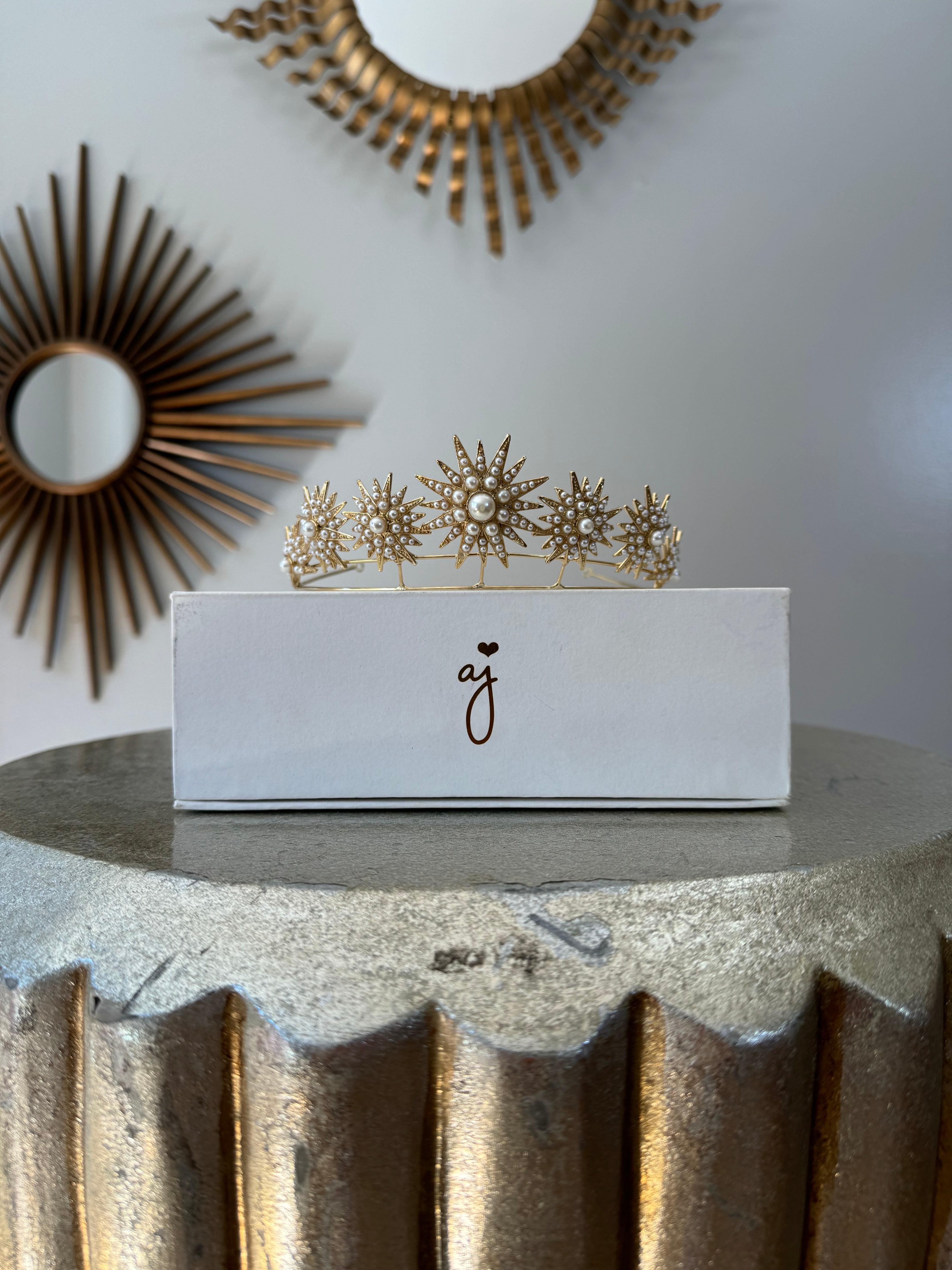 Untamed Petal - Gold Violeta Tiara w/ Pearl Details