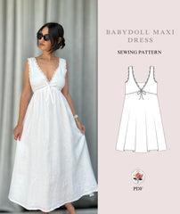 Babydoll Dress Sewing Pattern A Line Frill V Neck