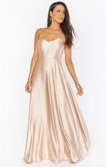 Faith Maxi Dress ~ Champagne Luxe Satin