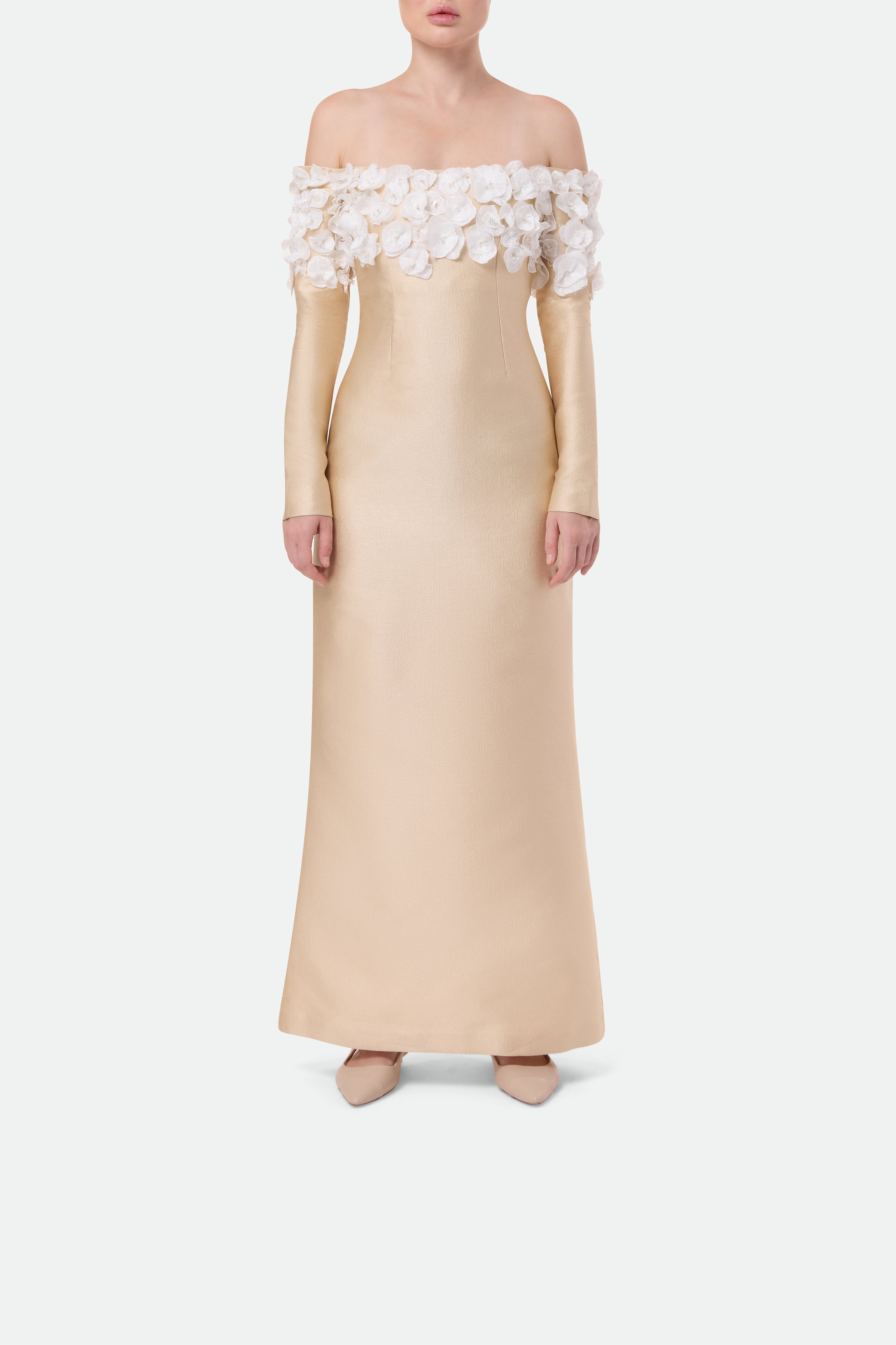Coral off shoulder dress