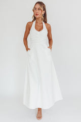 Can't Compete A-Line Halter Maxi Dress White by Selfie Leslie