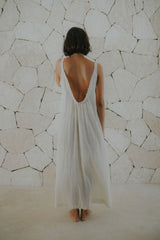 Women's Casual Maxi Dress, Beach Dress Maxi Summer Dress, Low Back Dress, Frayed Dress, Cotton Maxi Dress,