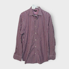 Banana Republic Mens Non-Iron Slim Fit Shirt | Size L | Magenta/White Gingham Check | EUC - | Buy at Parsimony Shoppes