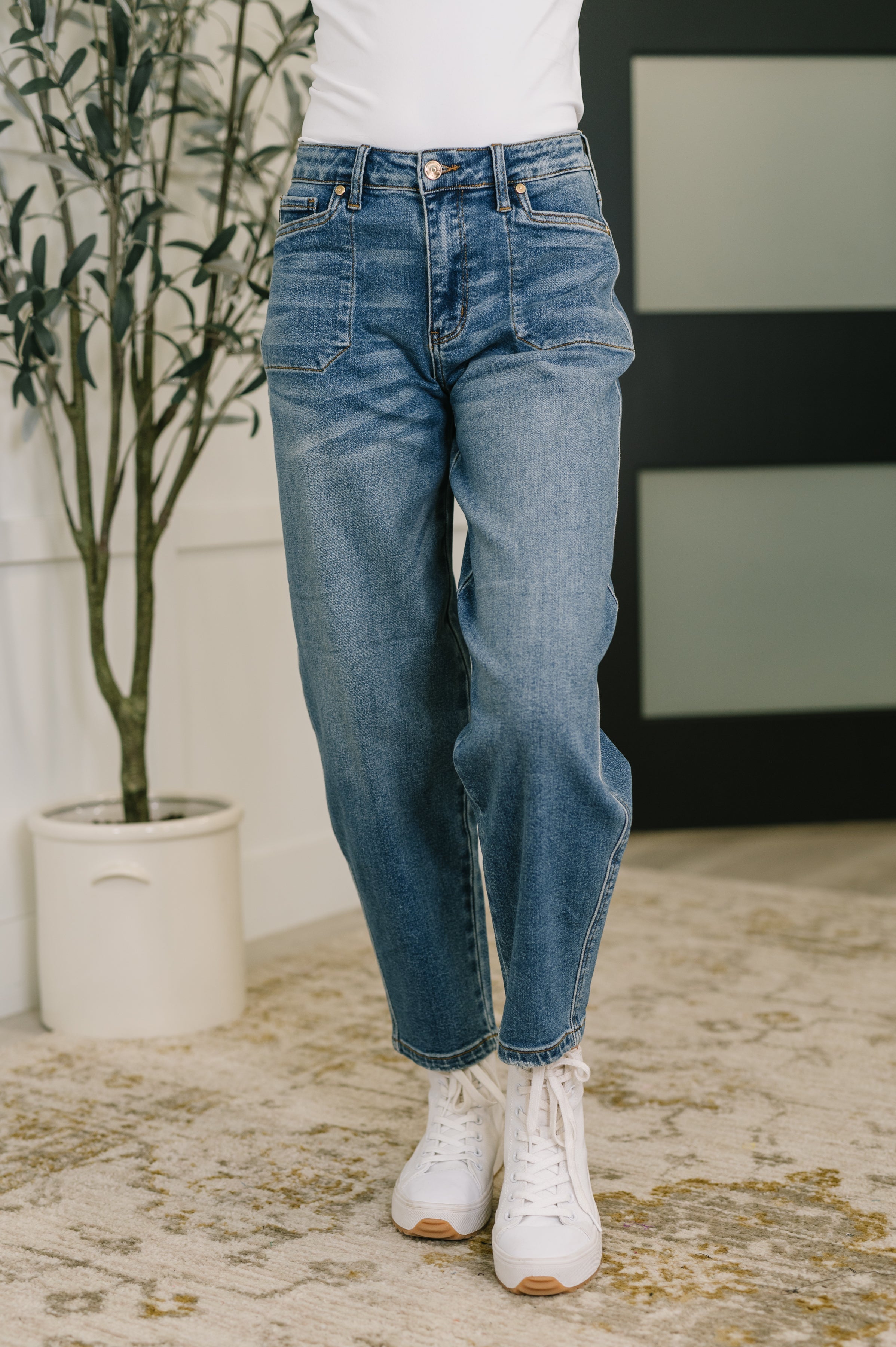 Judy Blue High Waist Soft Barrel Stitch Thru Pocket Jeans