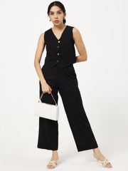 Black - Linen Blend Waistcoat