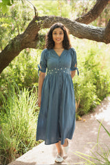 Blueberry Cotton-linen Dress