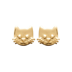 Boucles d’oreilles dorées enfant Chat - Bijou photographié sur fond blanc