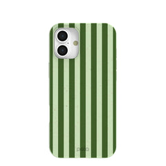 Sage Green Clover Stripes iPhone 16 Plus Case